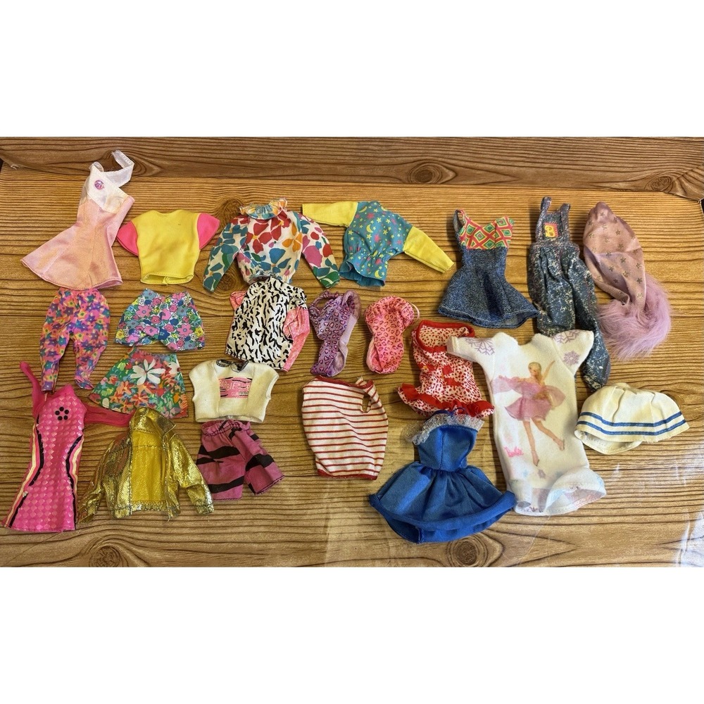 Vintage Barbie‎ Doll Clothing Lot Overalls Dress Outfits Shorts Tops Jacket
